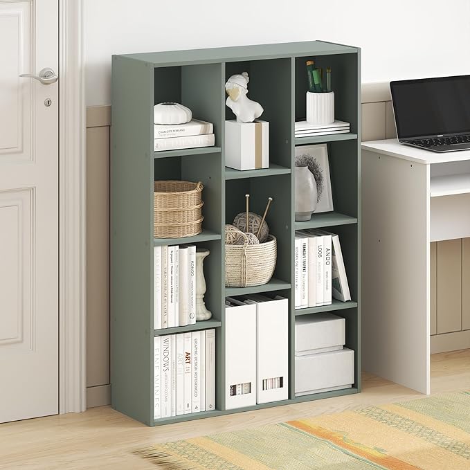 Furinno LUDER Book Shelf, 11-Cube Bookshelf, Reversible Bookcase, 9.4 x 29.1 x - Image 2