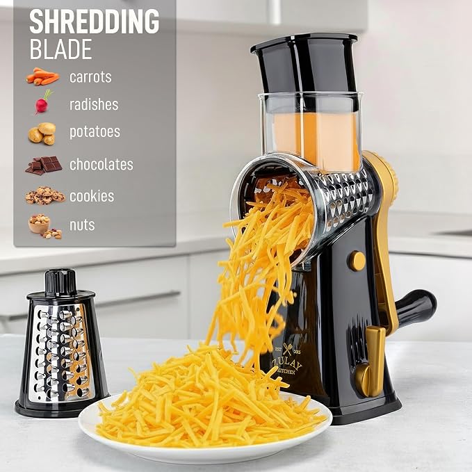 Zulay Kitchen Rotary Cheese Grater 5 Blade Cheese Shredder - Image 3