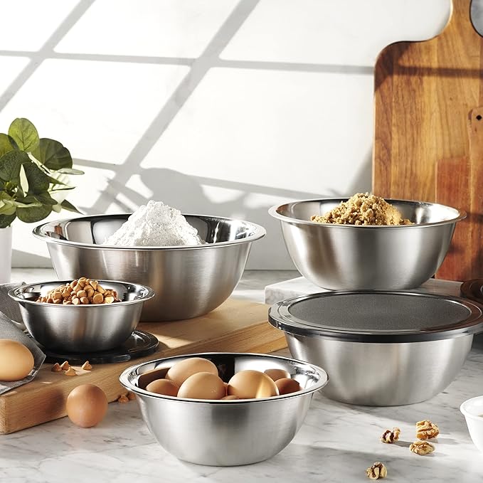 WHYSKO Stainless Steel Mixing Bowl Set, 10 Piece Stainless Steel Mixing Bowls - Image 2