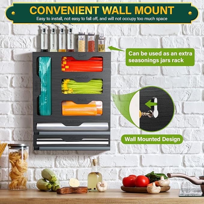 KOCWELL Bag Organizer & Plastic Wrap Dispenser - Image 6