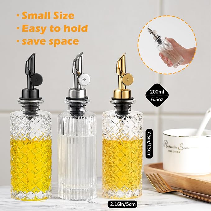 Glass Olive Oil Dispenser Bottle Small, 6.5 Oz/ 200 ml Coffee Simple Syrup - Image 3