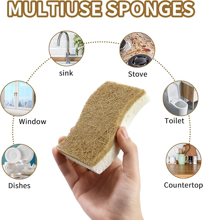 18 Pack Natural Kitchen Sponges, Biodegradable & Compostable | Non-Scratch - Image 4