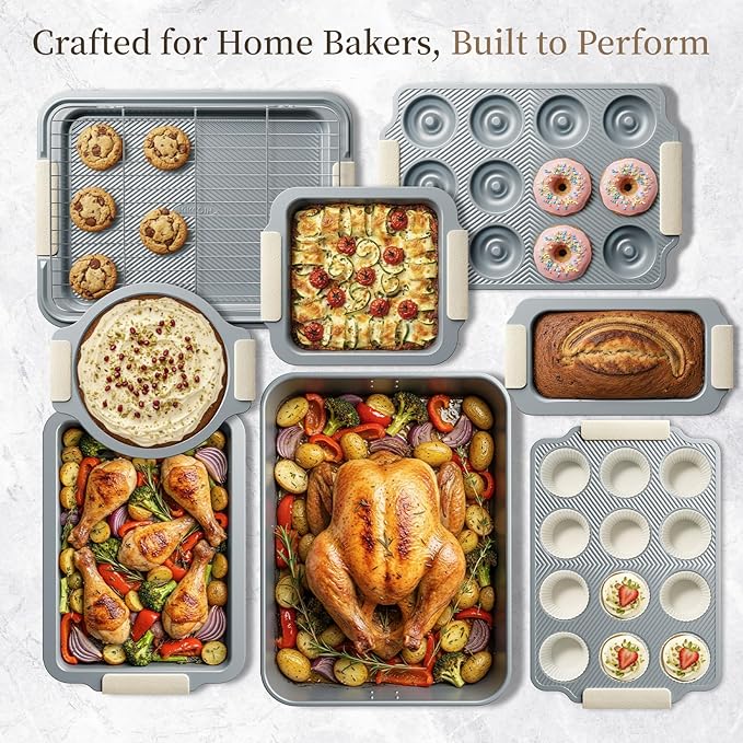 Kikcoin 25 PCS Stackable Baking Pans Set, Non-stick Bakeware Sets - Image 7