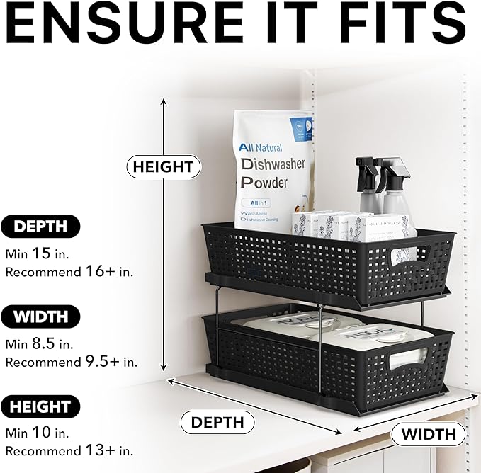 Simple Houseware 2 Tier Bathroom Organizer Tray Pull-Out Sliding Drawer - Image 6