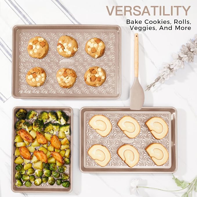 HONGBAKE Nonstick Baking Sheet Pan Set of 3, Cookie Sheets - Image 4