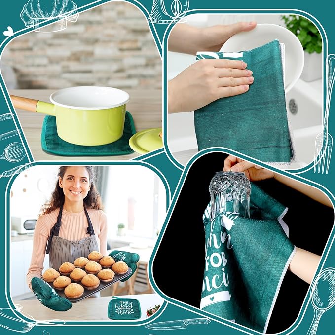 Fourluoo 10 Pcs Farmhouse Kitchen Decor and Accessories Set 4 Kitchen Towels 2 - Image 5
