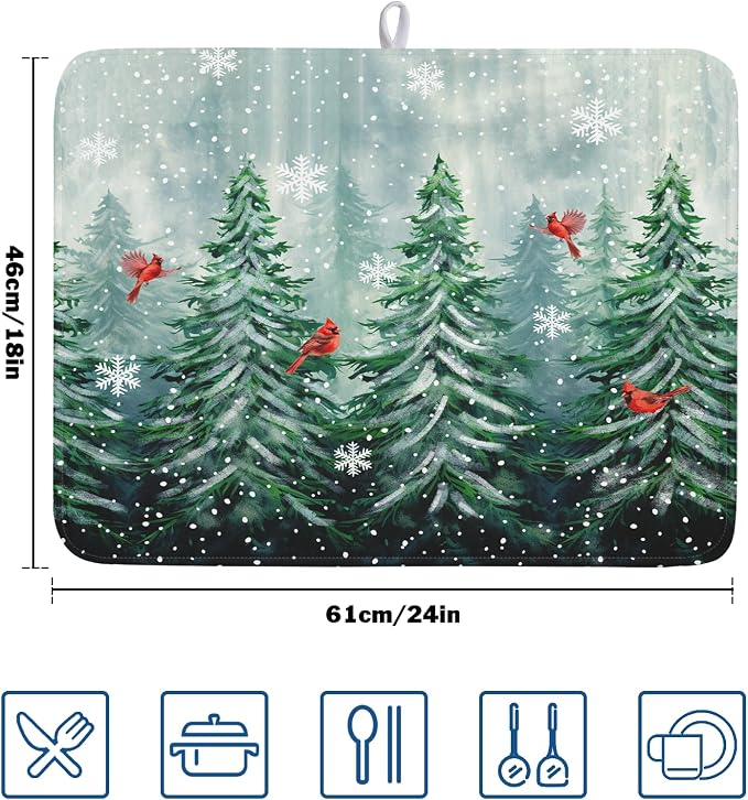 Winter Pines Tree Dish Drying Mats - Image 2
