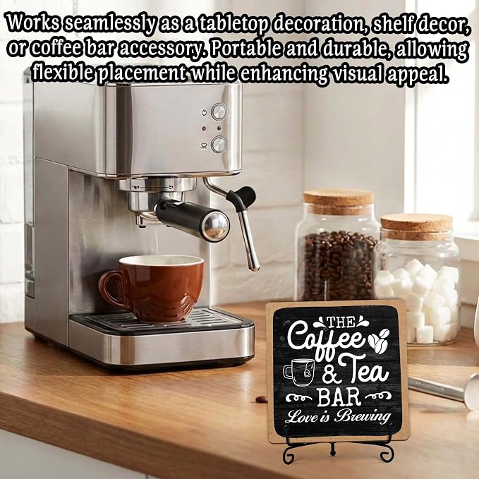 Coffee Bar Sign, Love is Brewing Farmhouse Tabletop Decor, Coffee and Tea Lover - Image 4