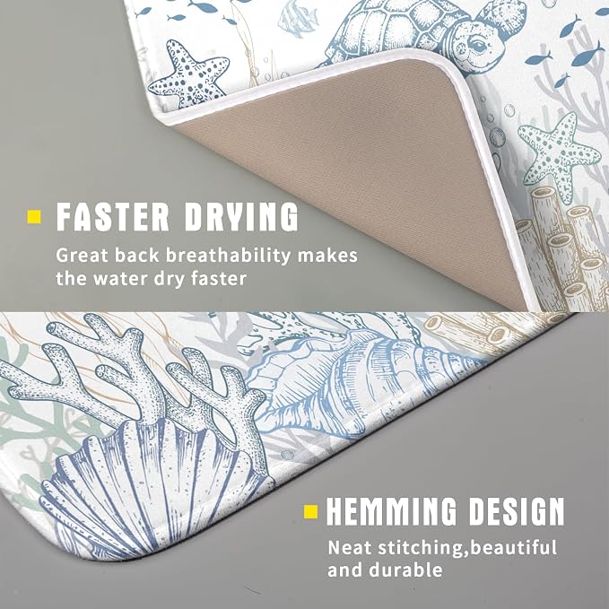 Giwawa Ocean Turtle Dish Drying Mat, Coastal Sea Tortoise Decorative Dish - Image 3