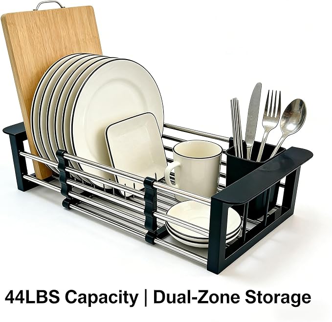 Stainless Steel Expandable Over Sink Dish Drying Rack | 11.4–18.5 inch - Image 2