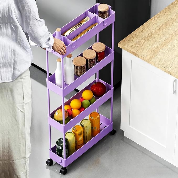 SPACELEAD Slim Storage Cart 3 Tier, Bathroom Organizer Rolling Utility - Image 4