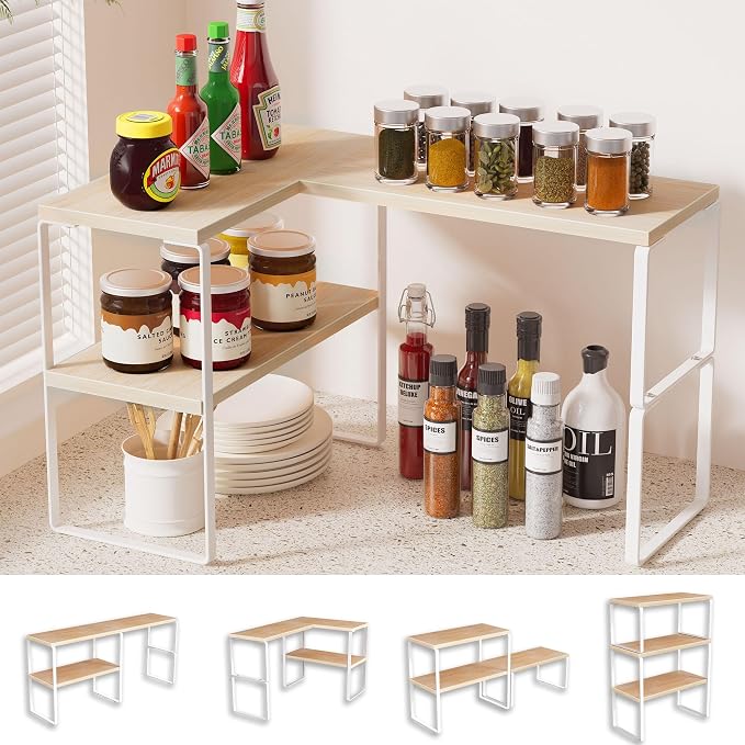 Golener Countertop Organizer Corner Shelf, 2-Tier Adjustable Stackable Corner by Golener