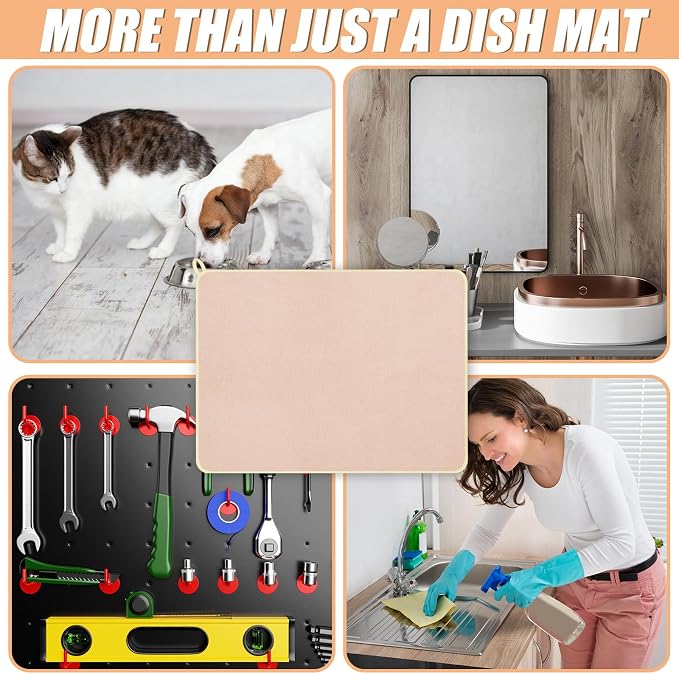 Hushee 2 Pack Extra Large Dish Drying Mat Microfiber Absorbent Dish Drying Pad - Image 6
