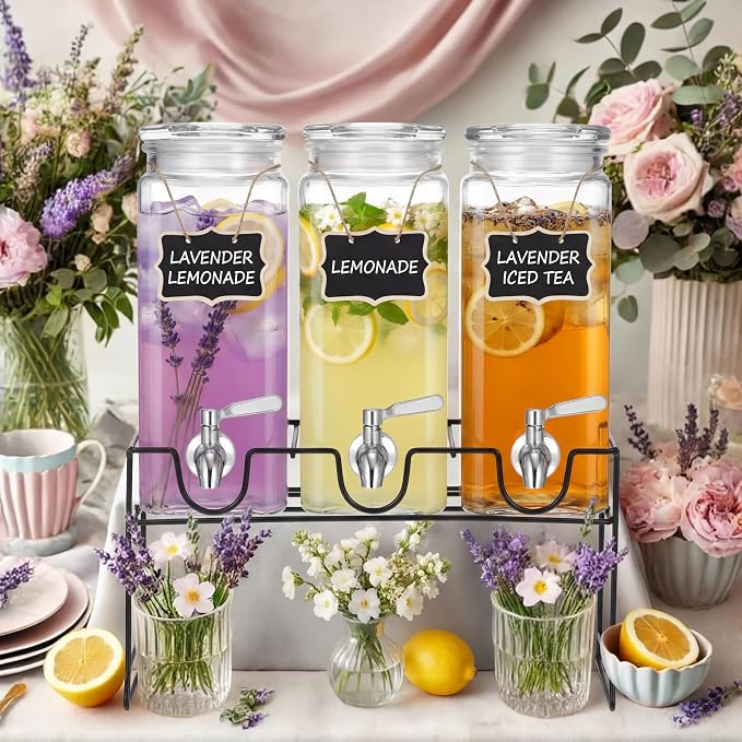 3 Pack 80 oz Tall Glass Drink Dispenser by RimCereal