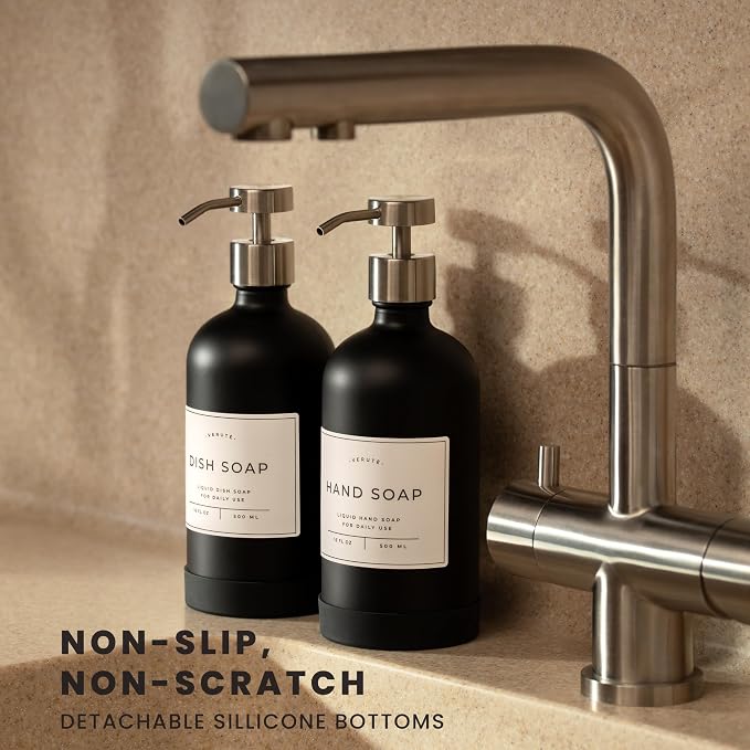 Hand and Dish Soap Dispenser for Kitchen and Bathroom, Stainless Steel Pumps - Image 2
