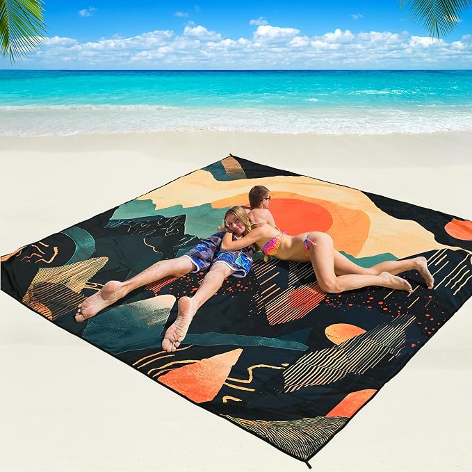 WIWIGO Beach Blanket Waterproof Sandproof Beach Mat 79" X 83"/10'x9'for 2-8 by WIWIGO