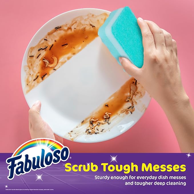 Fabuloso Scratch-Free Kitchen Dish Sponges, Rainbow Cellulose Scrubber Sponge - Image 3