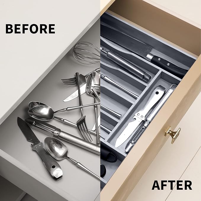 Expandable Bamboo Kitchen Drawer Organizer - Image 4