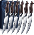 HOSHANHO Steak Knives Set of 6, Ultra Sharp 4.5 Inch Serrated Steak Knife Set by HOSHANHO