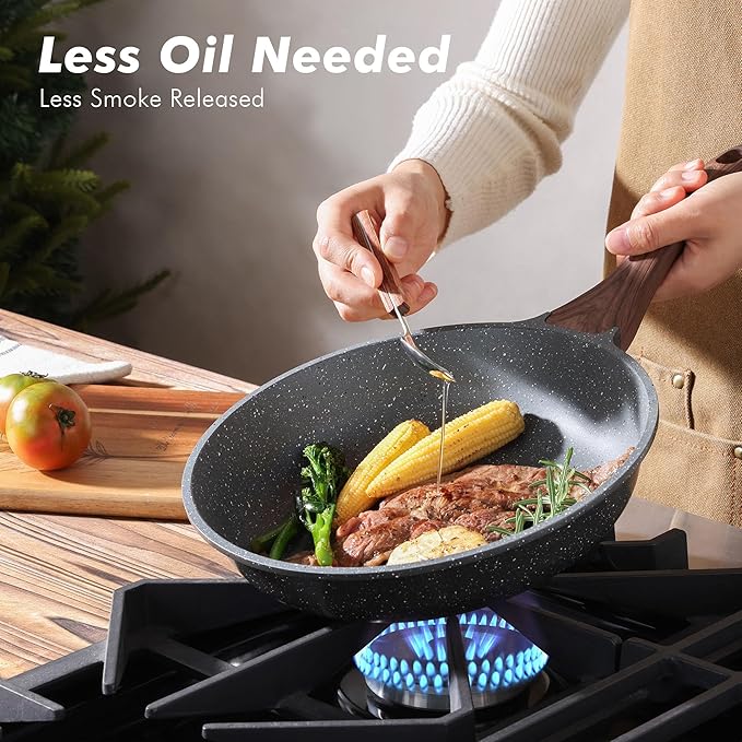 SENSARTE Nonstick Frying Pan Skillets, Swiss Granite Coating Omelette Pans - Image 5