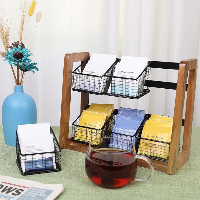 HTB 2 Tier Tea Organizer for Tea Bags, Tea Bag Holder - Image 3