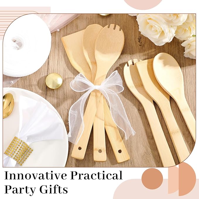 Reallnaive 72 Pcs Bamboo Spatula Wooden Kitchen Utensil Bulk 12''wood Spoon - Image 3