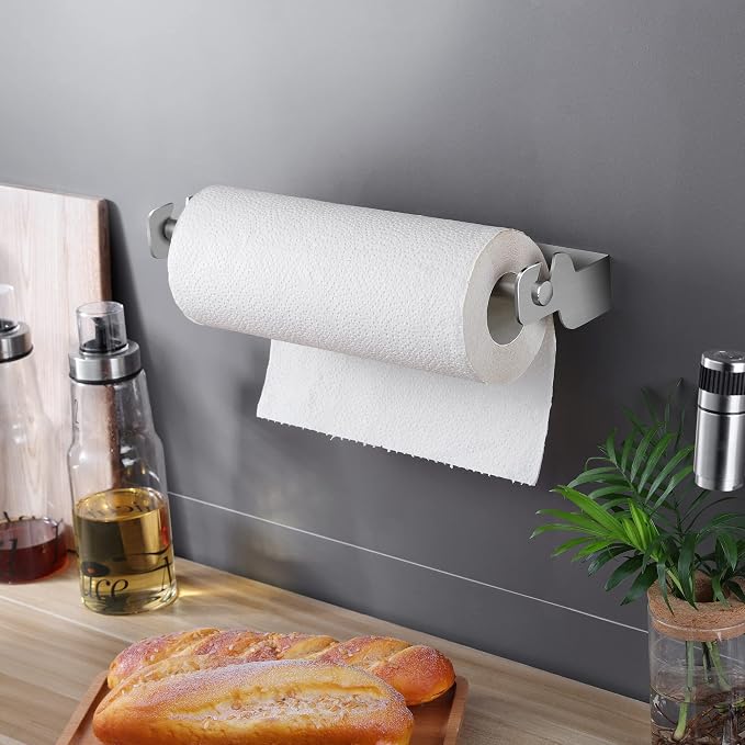 ZUNTO Paper Towel Holder Cabinet Door or Under Cabinet, Self Adhesive Big Roll - Image 4