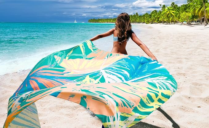 WIWIGO Beach Blanket Waterproof Sandproof Beach Mat 79" X 83"/10'x9'for 2-8 - Image 6