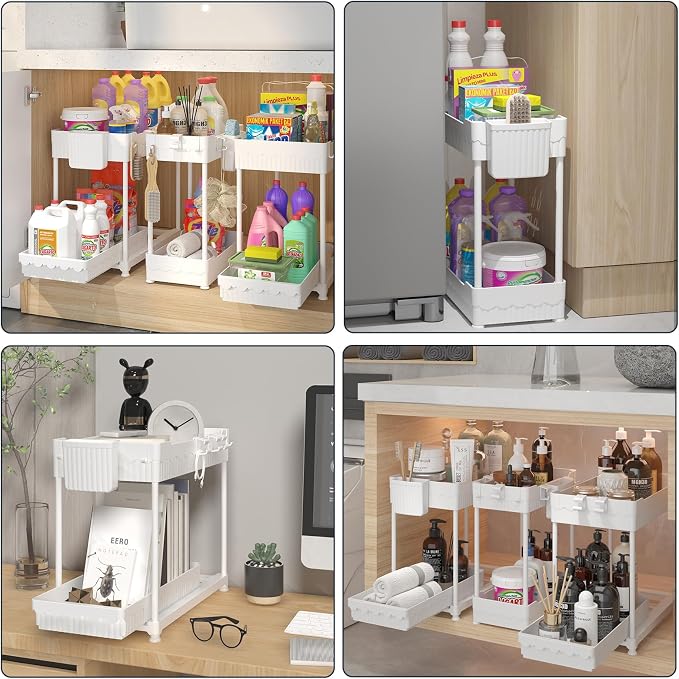 Sevenblue 3 Pack Under Sink Organizers, 2-Tier Multi-Use Kitchen and Bathroom - Image 6