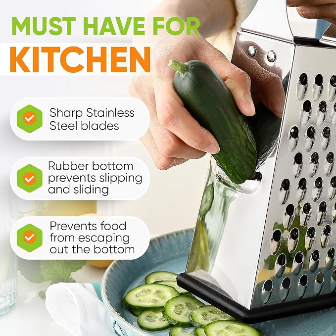 Spring Chef Professional Large Parmesan Cheese Grater, Stainless Steel Metal - Image 4