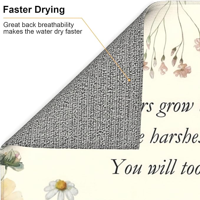 Inspirational Flower Language Dish Drying Mat 16x18 Inch, Microfiber Absorbent - Image 5
