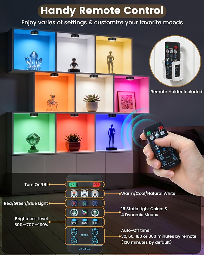 Puck Lights with Remote Control, Battery Operated Wireless LED Under Cabinet - Image 3