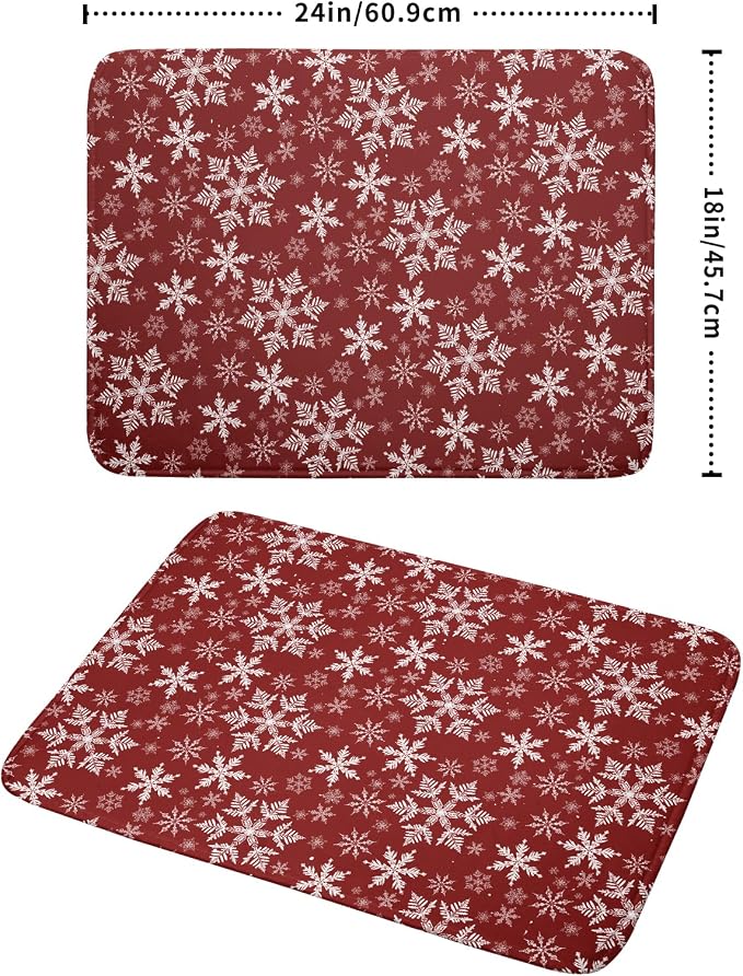 Christmas Dish Drying Mat for Kitchen Counter 24x18 Inch Xmas Snowflake Drying - Image 4