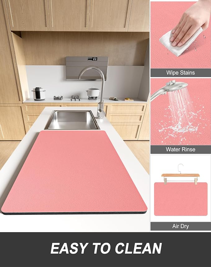 Rnivvi Dish Drying Mat for Kitchen Counter, 12 x 19" Super Absorbent Drainer - Image 6