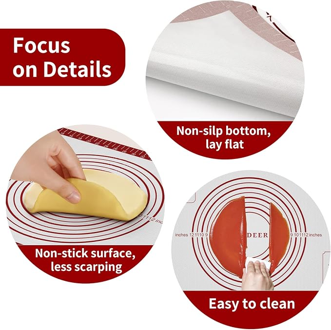 Non Stick Pastry Mat for Rolling Dough Fondant Pie Crust, Macaron Silicone - Image 4