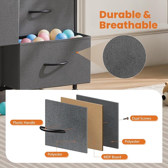 Sweetcrispy Dresser for Bedroom Tall Drawer Dresser Organizer Storage Drawers - Image 5