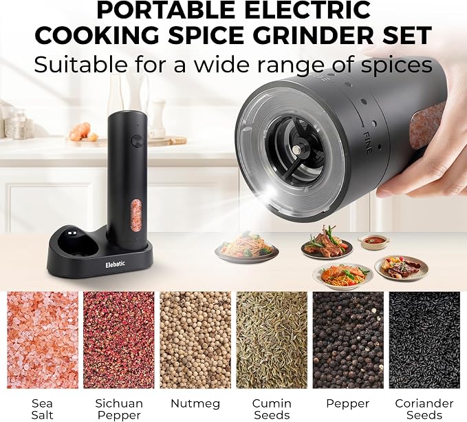 110ml Electric Salt and Pepper Grinder Set, Rechargeable salt and pepper shakers - Image 8