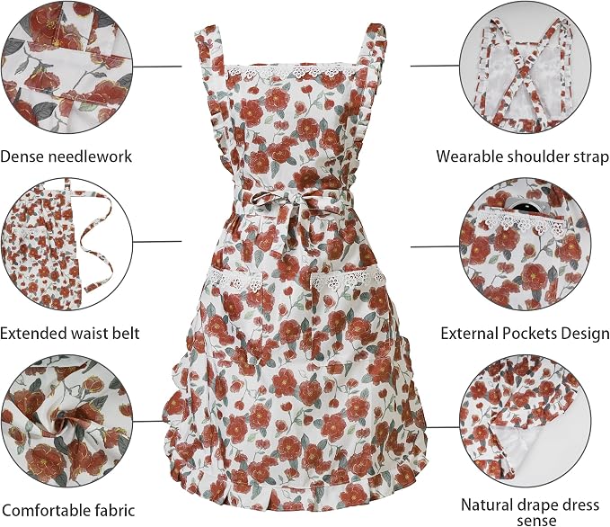 Funny Aprons for Women with Pockets, Kitchen Cooking Grilling Bbq Cute Chef - Image 3
