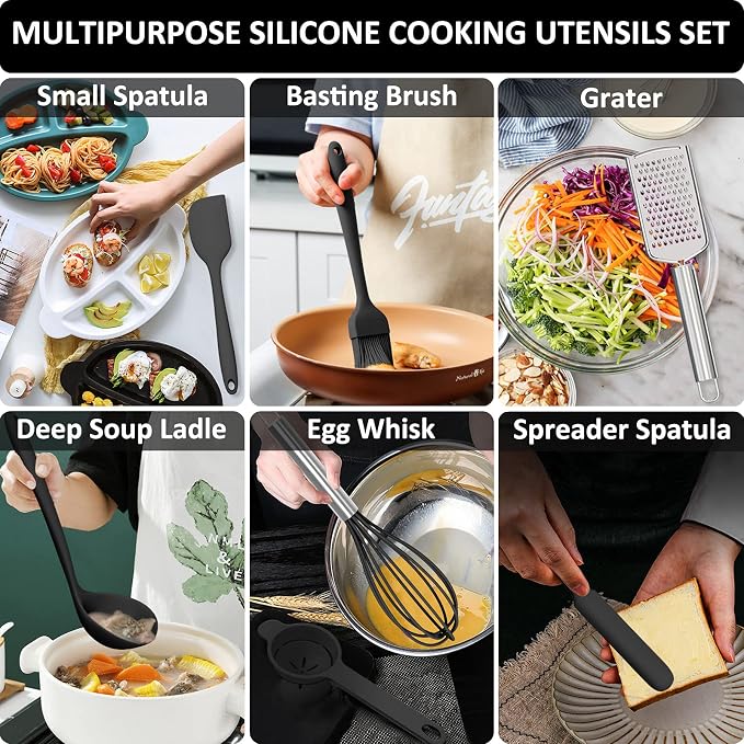 Silicone Kitchen Utensils Set, 16-Piece Silicone Cooking Utensils by Deedro - Image 6