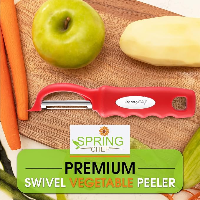 Spring Chef Professional Red Swivel Vegetable Peeler - Image 7