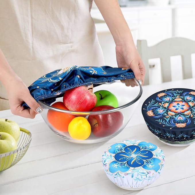 5 Pieces Bowl Covers Reusable, 5 Size Elastic Cloth Bowl Covers - Image 3