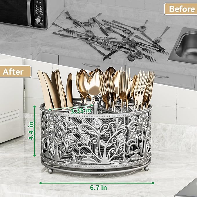 YIUKEA 360° Rotating Utensil Caddy - Image 6