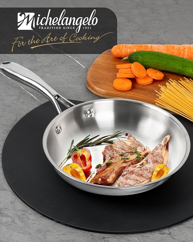 MICHELANGELO Stainless Steel 8 inch Frying Pan, Small Skillet - Image 7