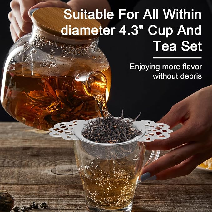 2 Pack Tea Strainers with Drip Bowls Stainless Steel Mesh Tea Infusers Loose - Image 6