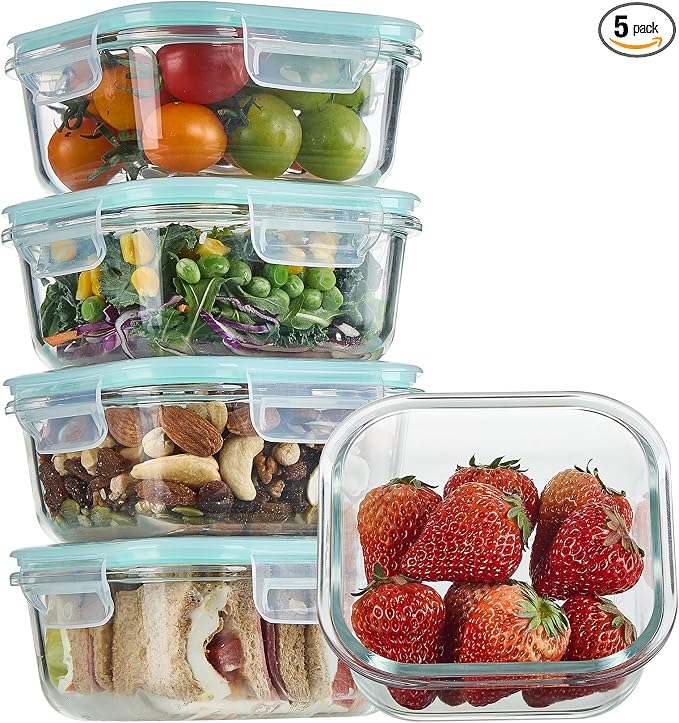 Vtopmart 5Pack 17.5oz Glass Storage Containers by Vtopmart