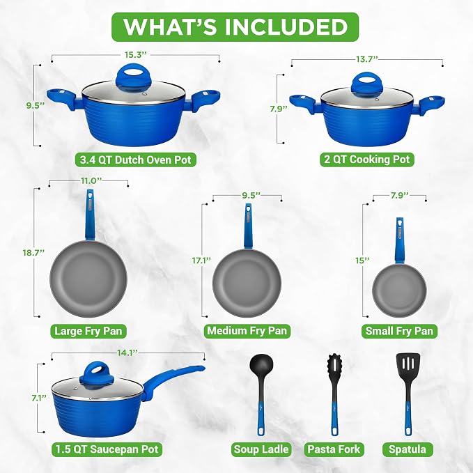 NutriChef 12 Piece Nonstick Cookware Set - Image 3