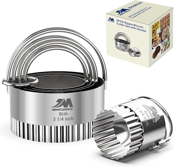 Fluted cookie cutter Set 1.75inch 2inch 2.25inch 2.75inch 3.25inch, Stainless by MJINGMEI