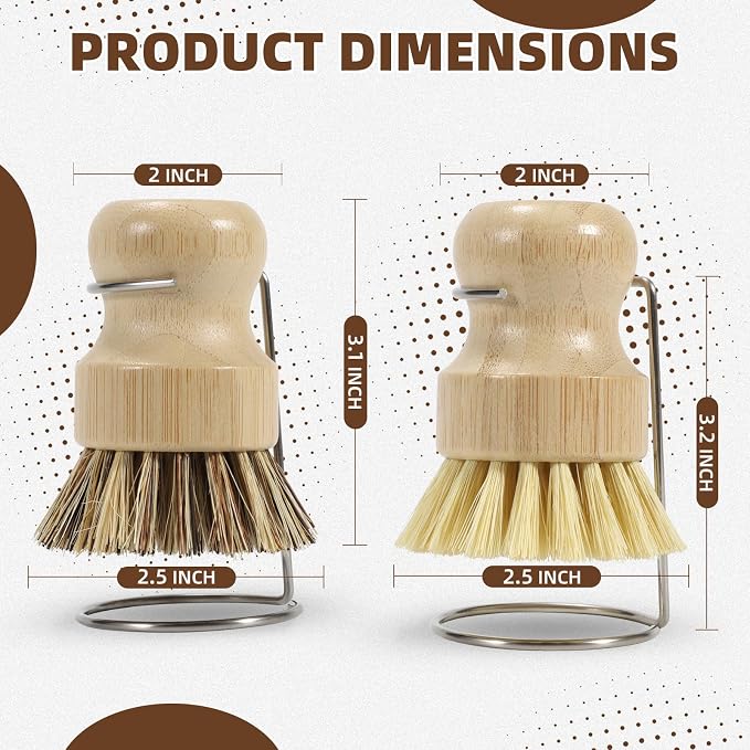 SAMEBUTECO 6-Piece Bamboo Dish Brush Set - Image 5