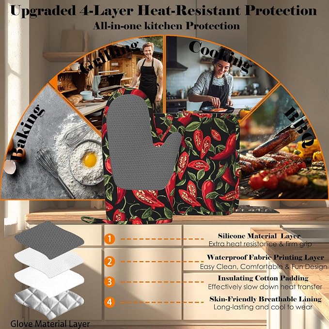 Mexican Hot Pepper Chili Oven Mitt and Pot Holder - Image 4