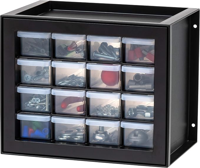 IRIS USA Small Plastic Storage Drawers, Made in USA, 16-Drawer Organizer by IRISUSA